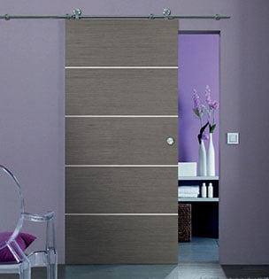 Porte coulissante Harmonie inox finition cendré 73cm