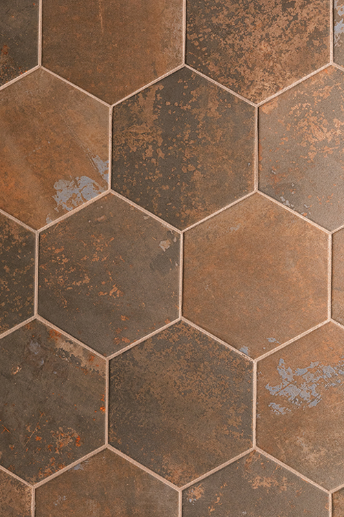 carrelage de douche hexagonal effet metal