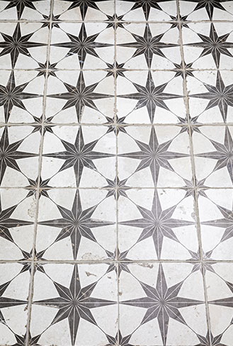 carrelage sol effet carreaux de ciment motif étoiles