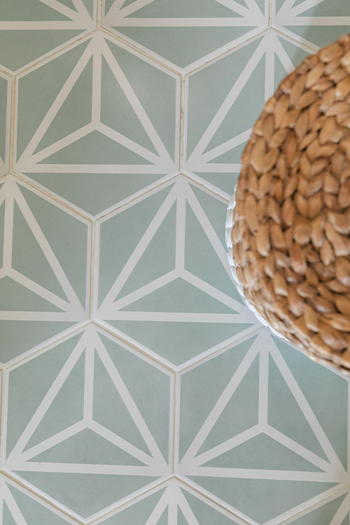 carrelage grès cérame hexagonal ton pastel motifs géométriques