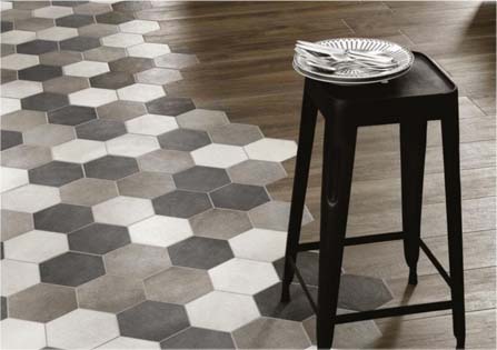 carrelage hexagonal gris