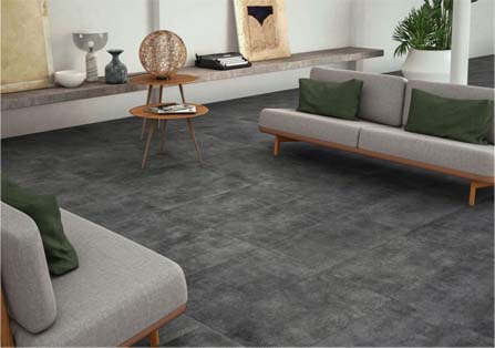 carrelage gris grand format dans un salon