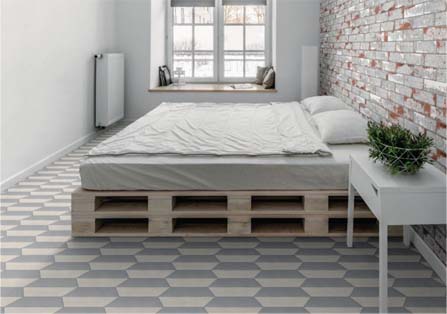 carreaux de ciment gris dans une chambre