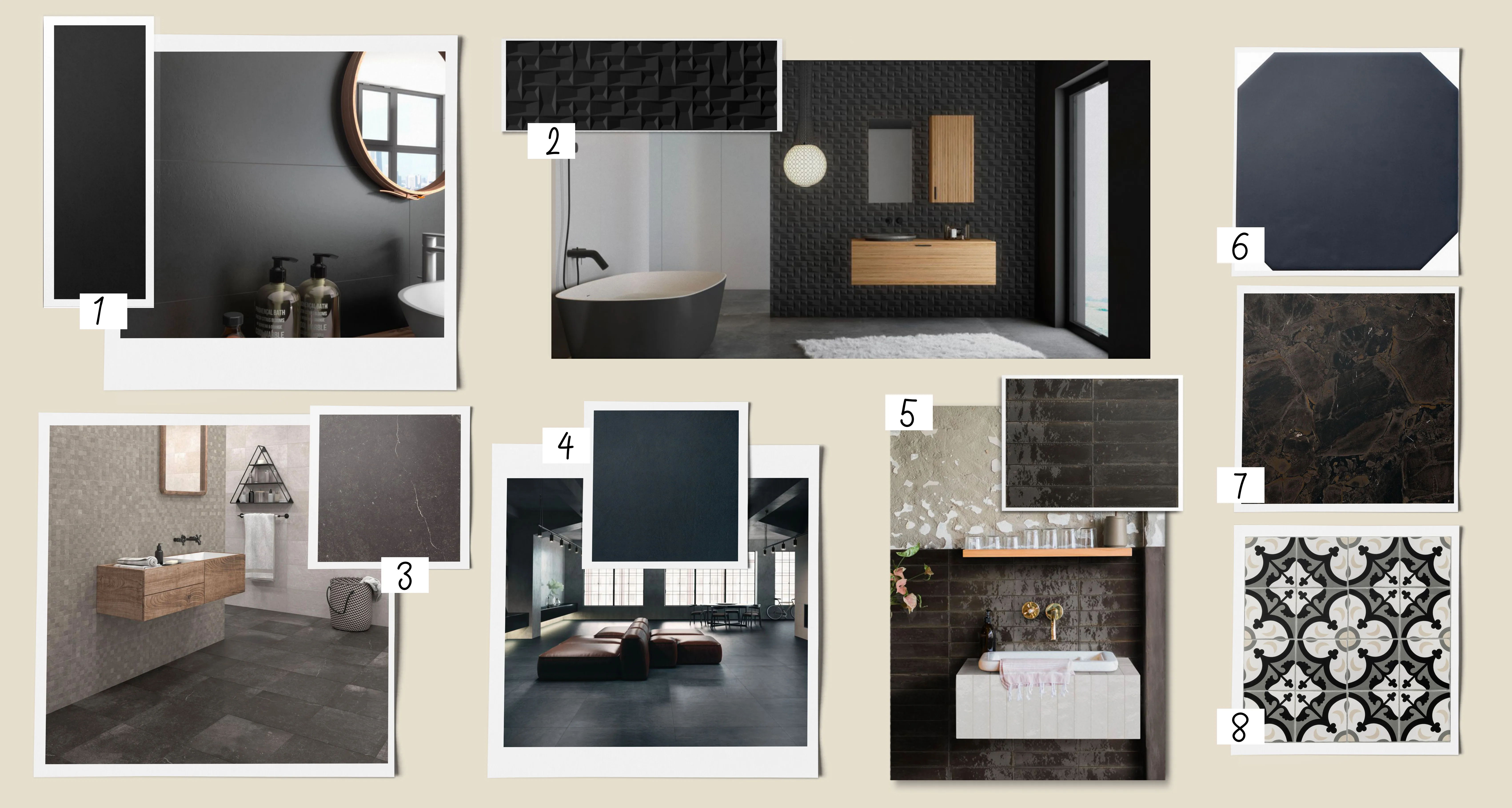 moodboard carrelage noir