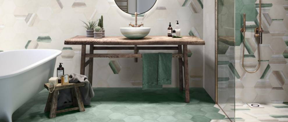  Carrelage hexagonal pour sol et mur intérieur Matter - grès cérame - green mat